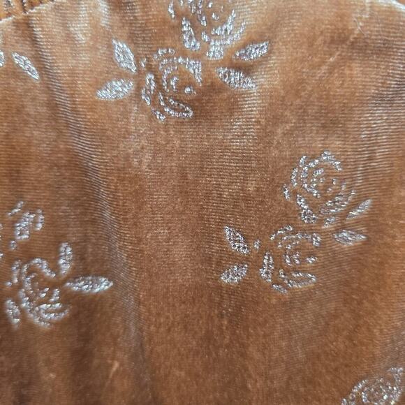 Lait Collection Orange Velvet Brielle Square Neckline Floral Midi Dress Large - Picture 5 of 8